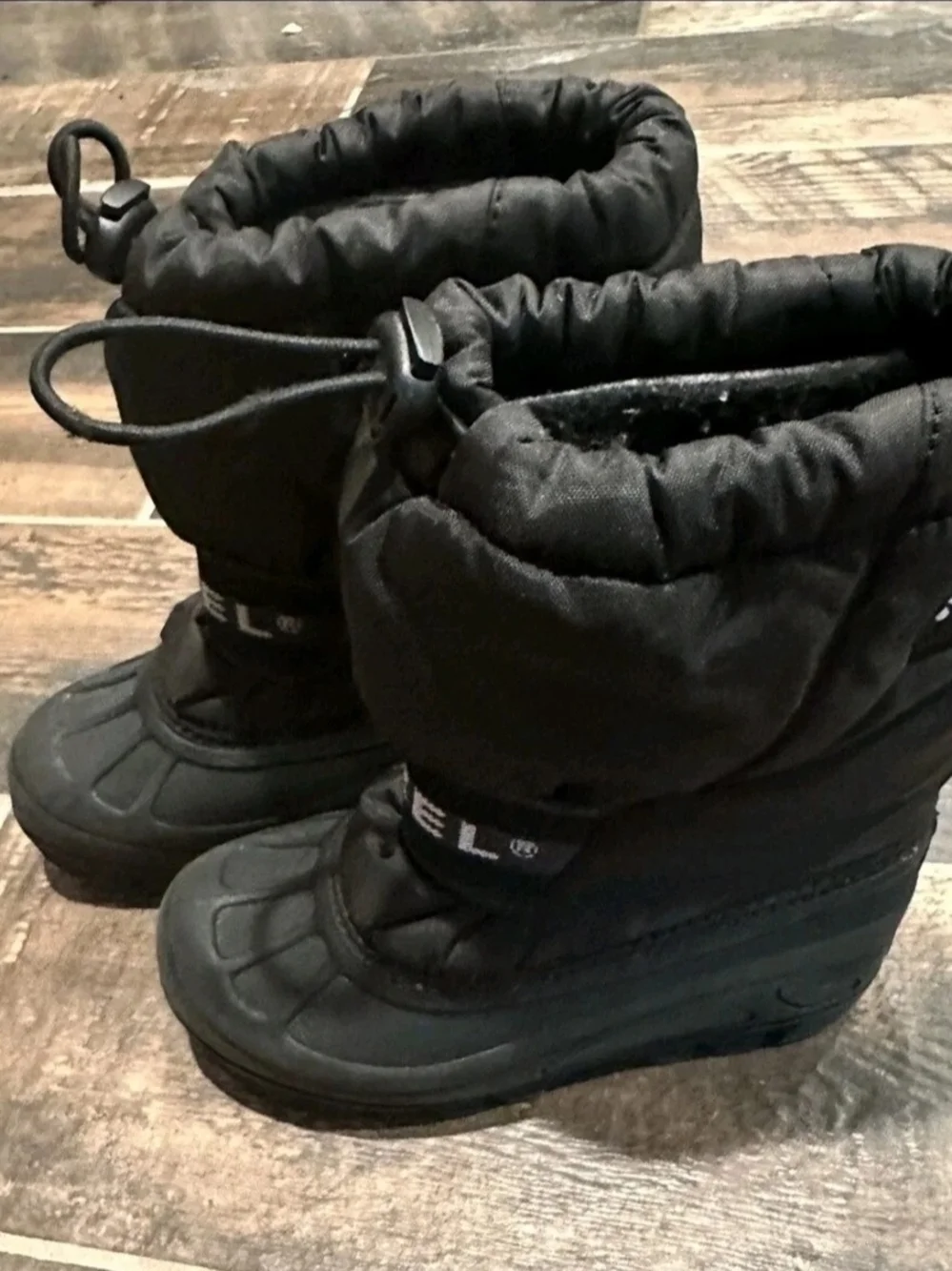 Sorel Kids Black Insulated Snow Boots with Drawcord